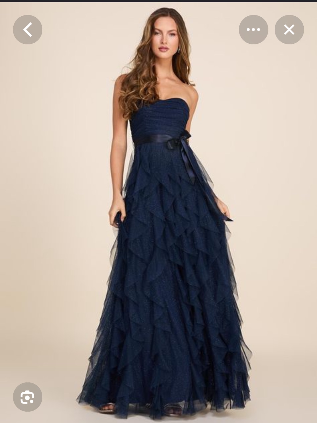 New Strapless Mesh Corkscrew Skirted Gown/Prom Dress - Navy
